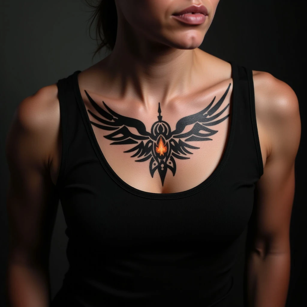 Tribal Chest Tattoos for Friends: Green & Black Designs