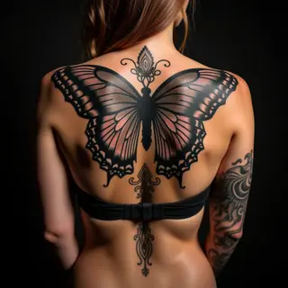 Small Blackwork Back Tattoos for Women