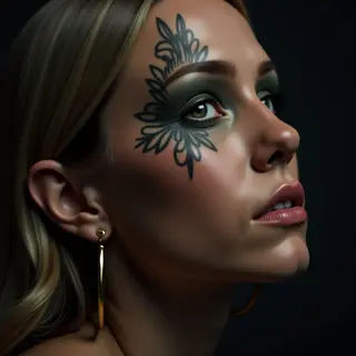 Tiny Mother & Son Blackwork Face Tattoos