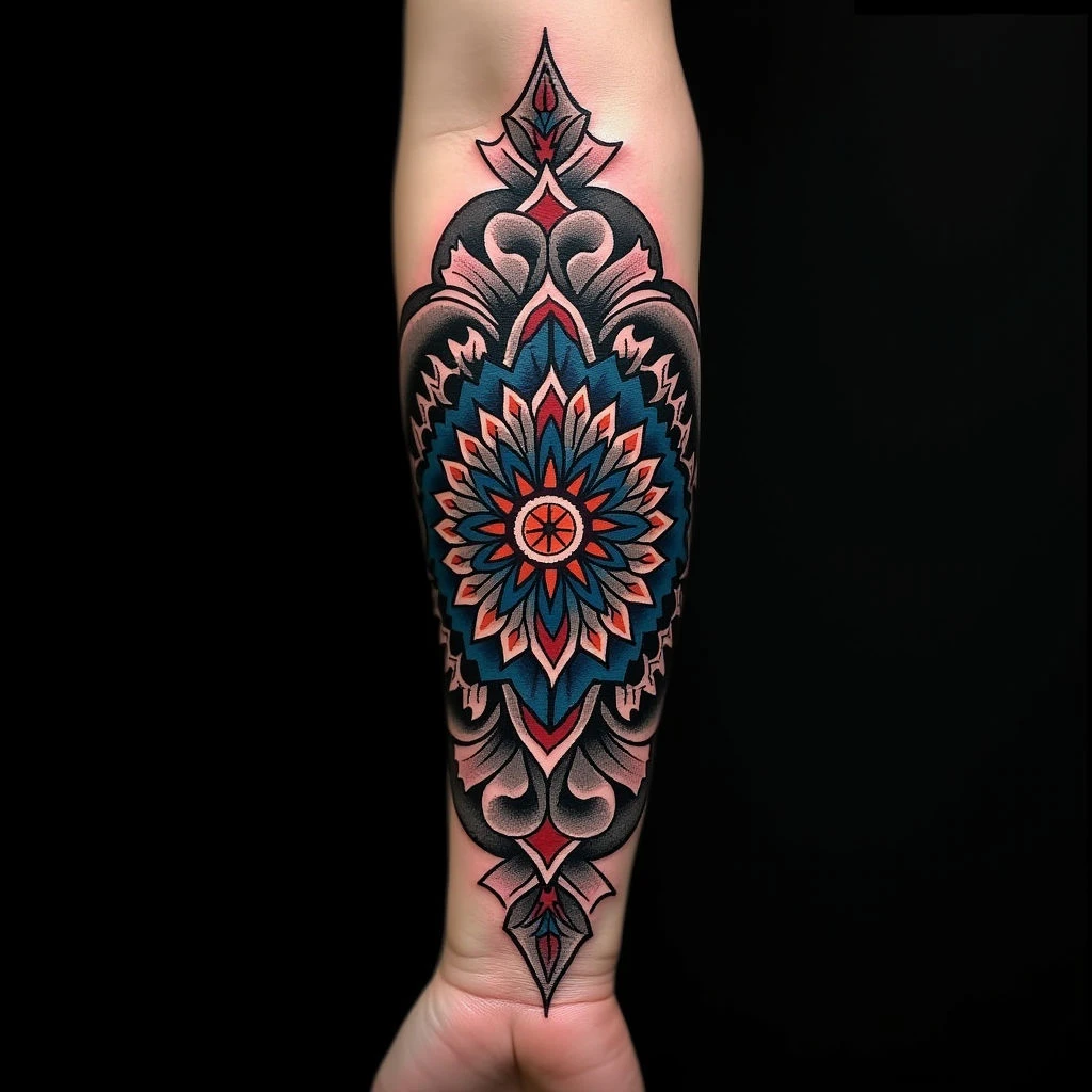 Bold Blackwork Mandala Tattoos for Forearms - Classic Designs