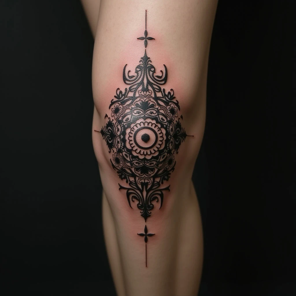 Hidden Knee Tattoos: Blackwork & Pastel Inspiration