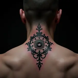 Cool Blackwork Neck Tattoos for Men: Pastel Inspiration