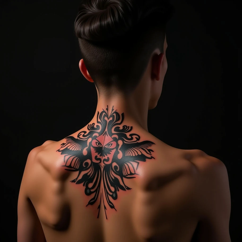 Blackout Tattoo Cover-Ups: Bold Neo-Traditional Orange Designs for the Neck
