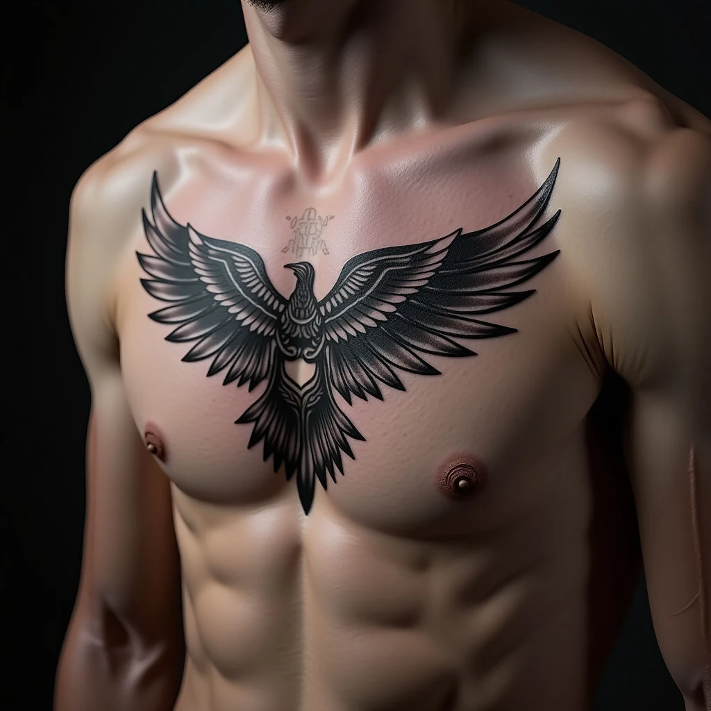 Meaningful Sternum Tattoos for Men: Blackwork Inspiration