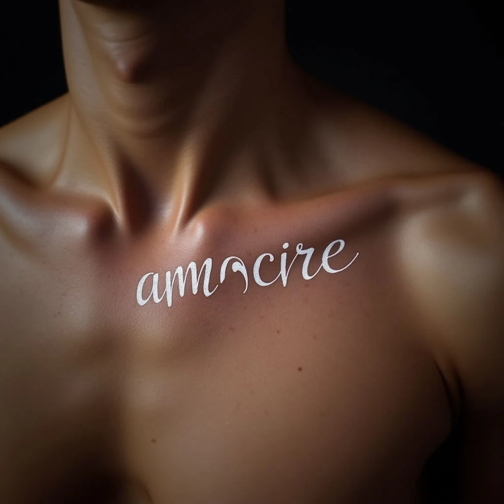 Profound Calligraphy Tattoo on Collarbone: Meaning & Design