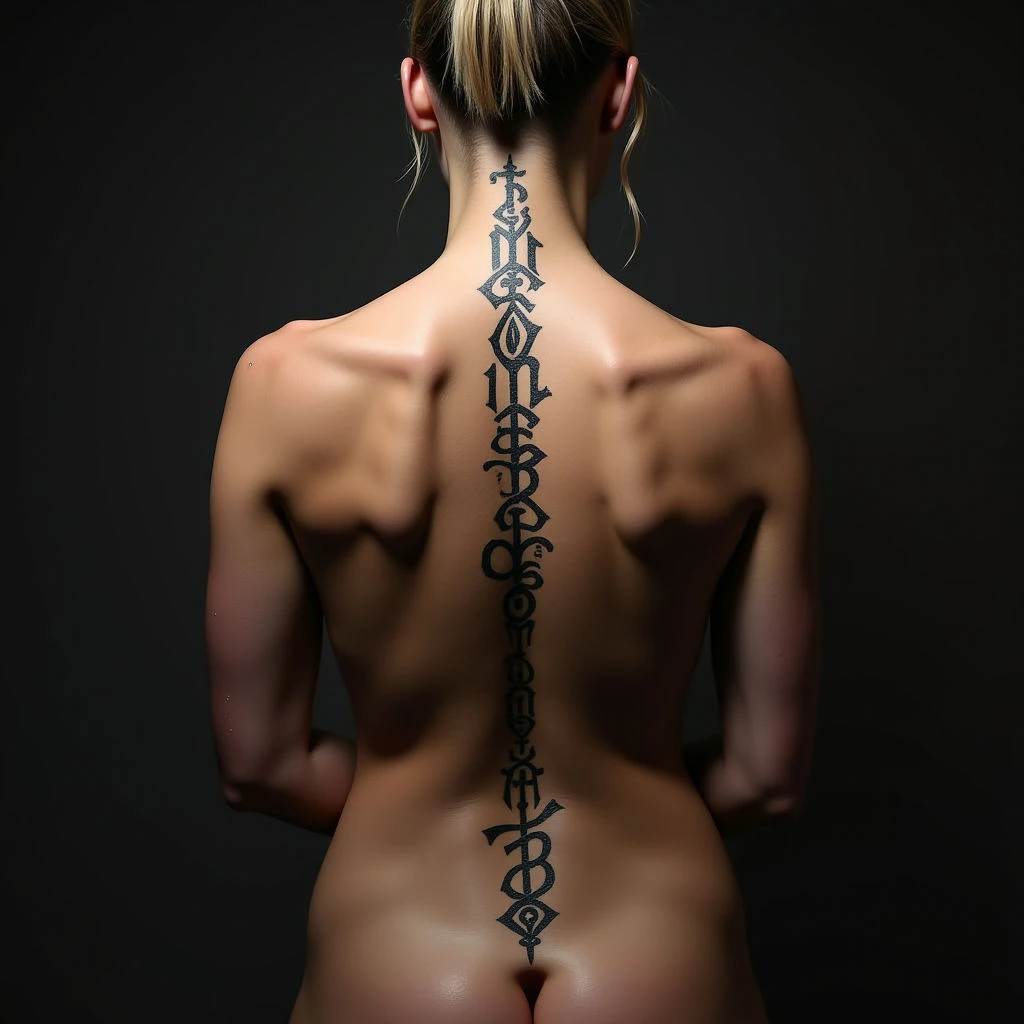 Sibling Tattoo Ideas: Calligraphy on the Spine