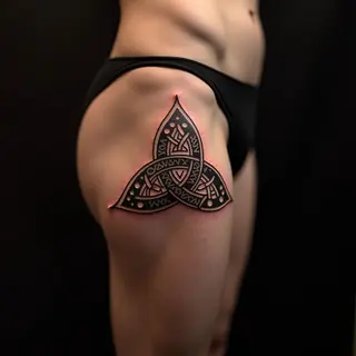 Celtic Knot Tattoos for Men: Blackwork Thigh Designs