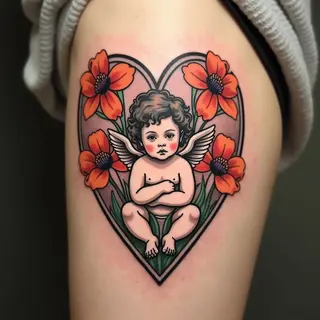 Vintage Cherub Tattoo Design: A Flash of Innocence and Grace