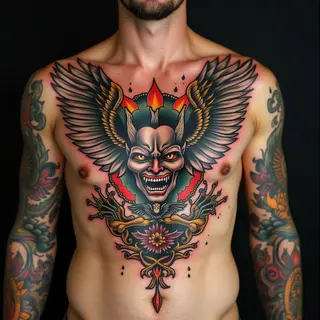 Mythic Chest Piece: A Traditional Tattoo Exploration