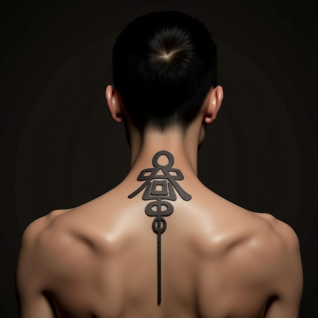 Elegant Chinese Symbol Tattoos on Your Neck & Finger