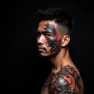 Abstract Asian Face Tattoos for Men: Meaning & Design Ideas