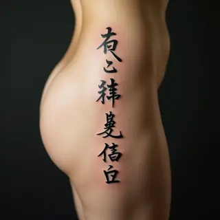 Elegant Japanese Quote Tattoos for the Hip - Calligraphy Design
