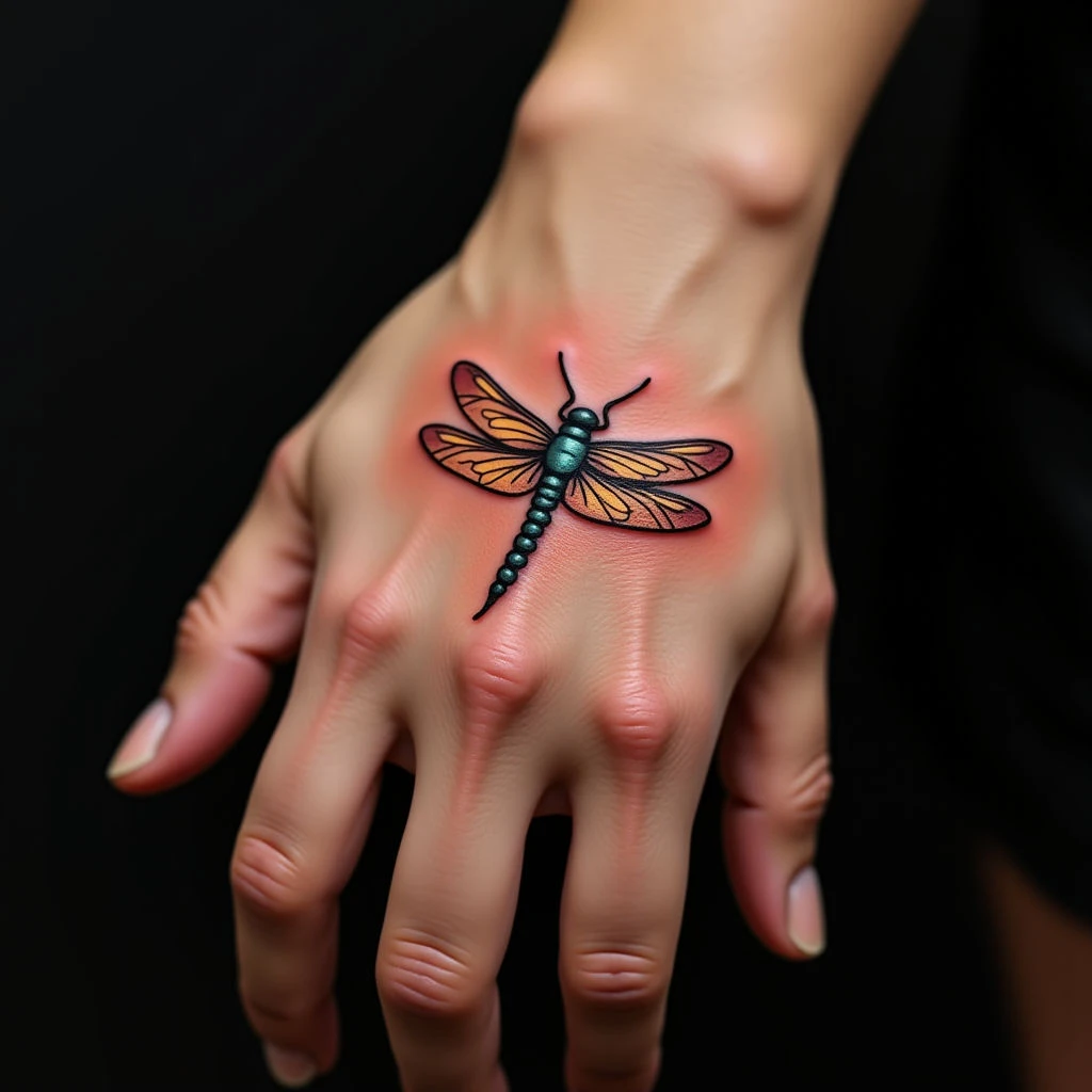 Cute Dragon Finger Tattoo: A Tiny Orange Treasure