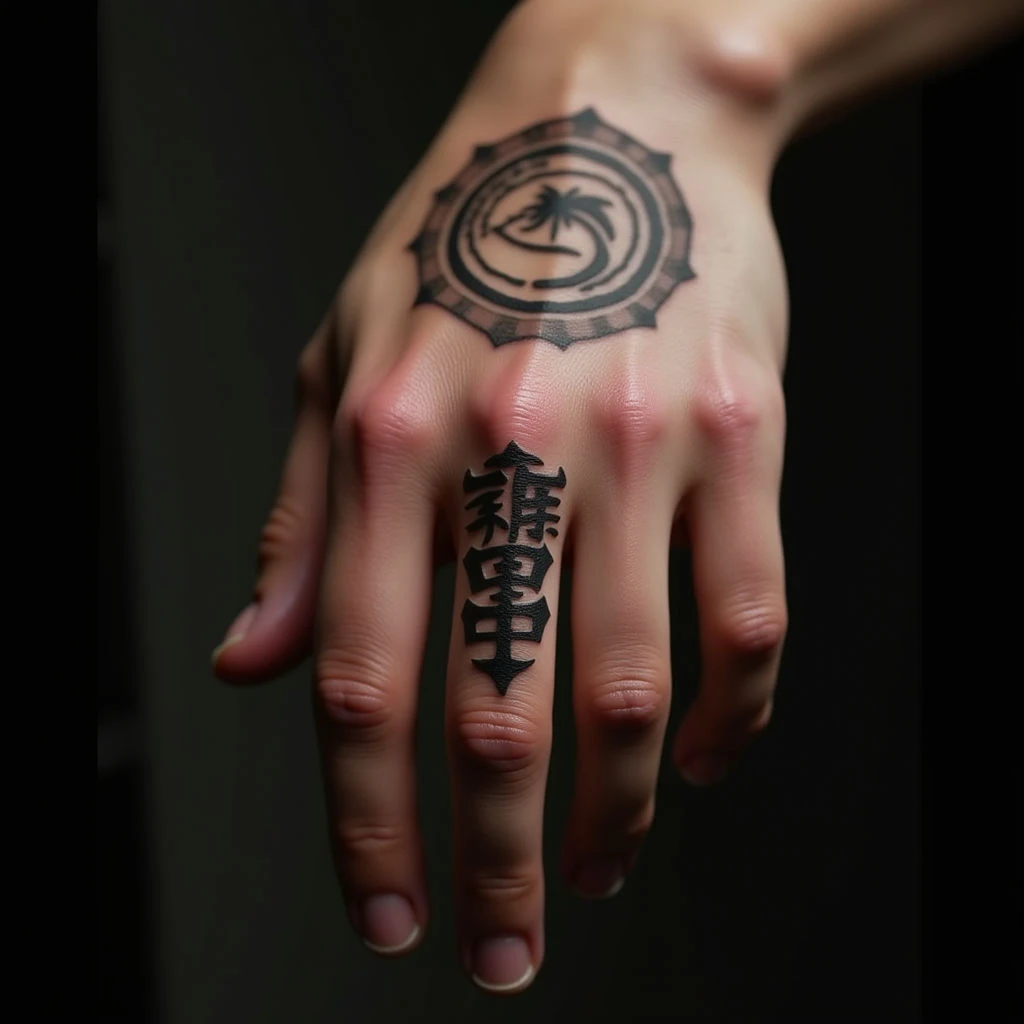 Popular Japanese Symbol Tattoo: Finger Realism Design