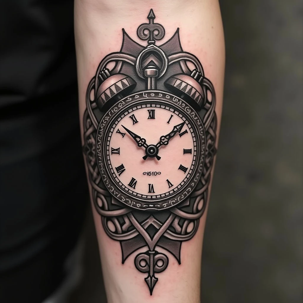 Unlocking the Symbolism of a Clock Without Hands Tattoo