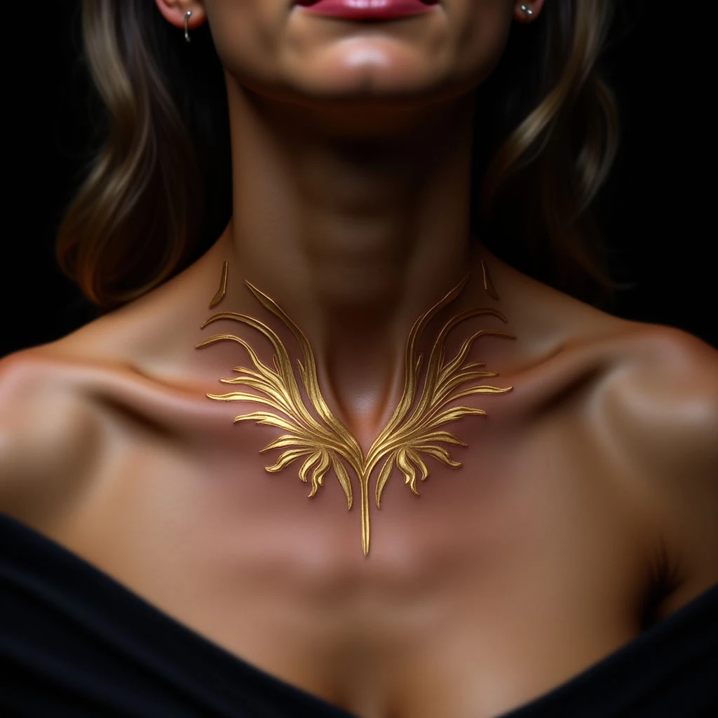 Golden Abstract Collarbone Tattoos for Women: Best Spots & Inspiration
