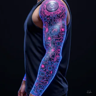 Color Sleeve Tattoo Ideas: Neon Cyberpunk Designs & Futuristic Visions