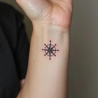 Minimalist Compass Tattoo on Wrist