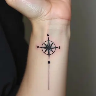 Minimalist Compass Tattoo on Wrist
