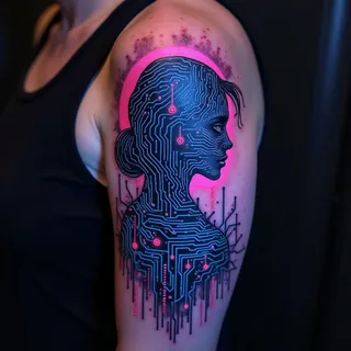 Cyberpunk Mom Tattoos: Neon Circuits & Futuristic Designs