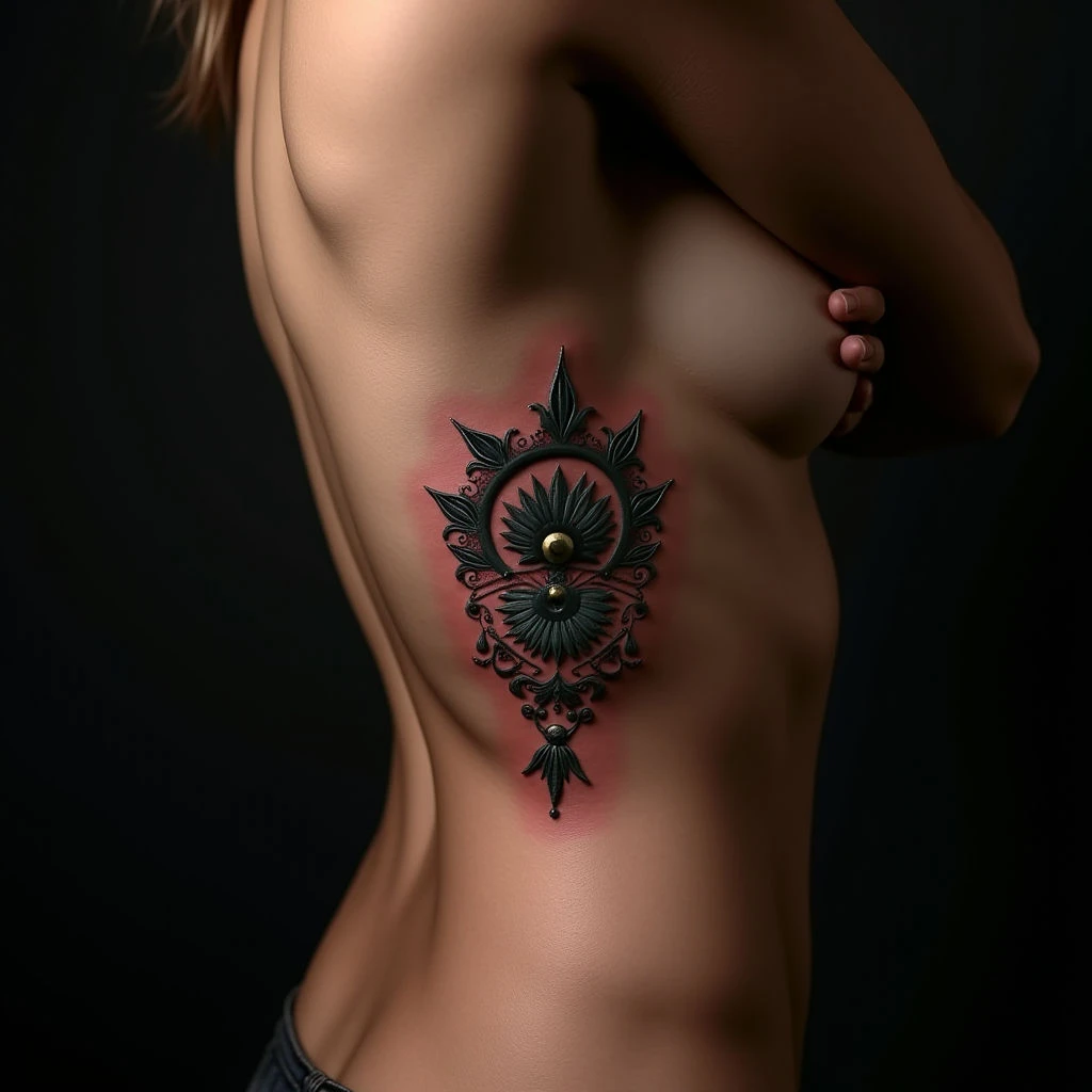 Transforming Green Tattoos: Black Ornamental Cover-Up Ideas for Ribcages