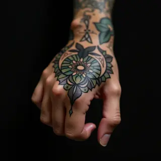 Transforming Solid Black Tattoos with Ornamental Green Designs