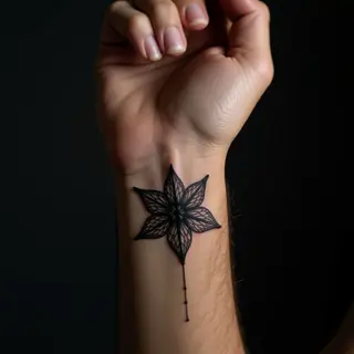 Covering a Large Tribal Tattoo with Fine Line Blue-Black Wrist Designs