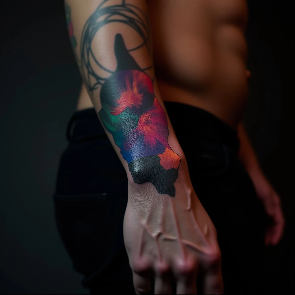 Neon Abstract Cover-Up Tattoos for Men