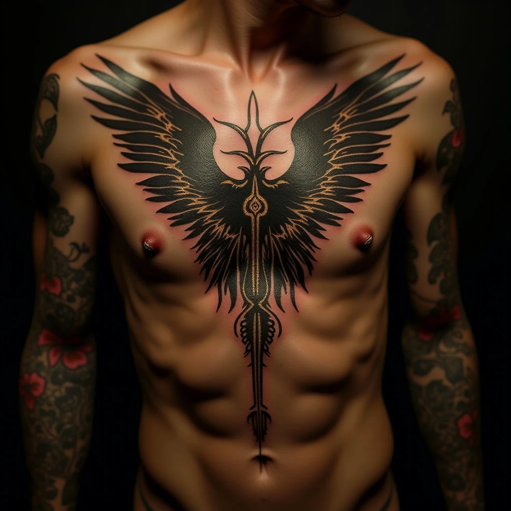 Gothic Rib Cage Cover-Up Tattoos: Bold XXL Designs in Gold