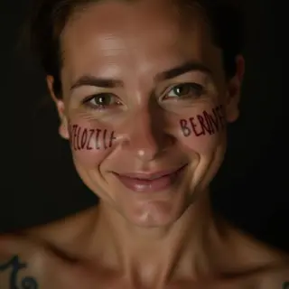 Face Cover Up Tattoos with Lettering: Red & Brown Designs