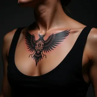 Hand Cut Cover Up Tattoo for Men: Traditional Chest Piece