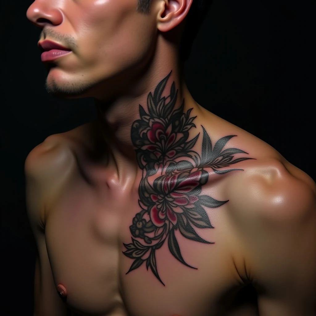 Neck Tattoo Cover-Ups: Traditional Style in Silver Shades