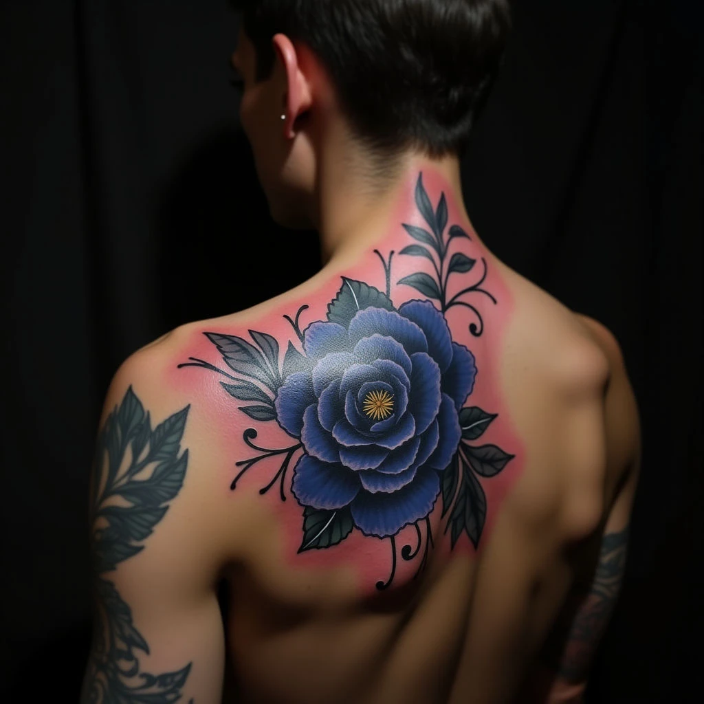 Dramatic Back Cover-Ups: XXL Micro-Realism in Blue & Purple Hues