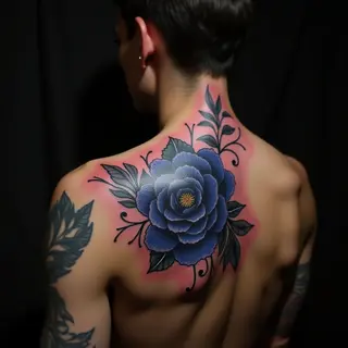 Dramatic Back Cover-Ups: XXL Micro-Realism in Blue & Purple Hues