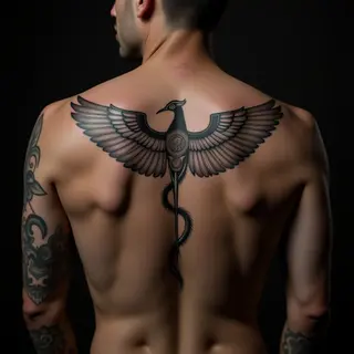 Deep Meaning Back Tattoos: Fine Line Grey Cultural Designs