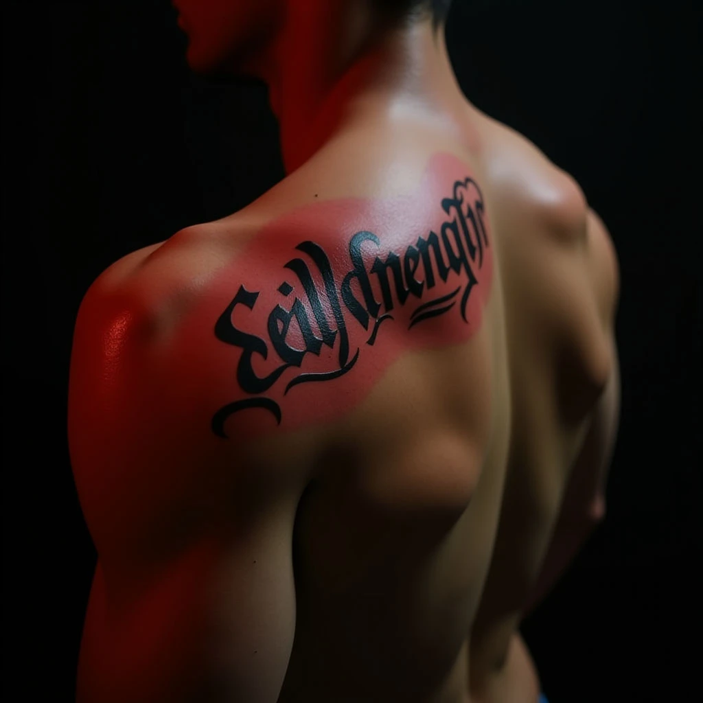 Powerful Calligraphy Back Tattoo for Men - Meaningful Design