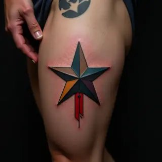 Celestial Guidance: A Multicolor Star Thigh Tattoo & Its Meaning