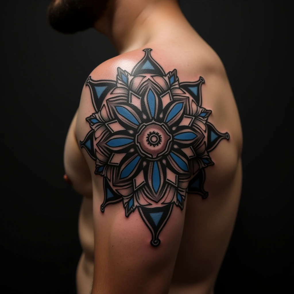Blue Mandala Compass Tattoo for Men: Meaning & Inspiration