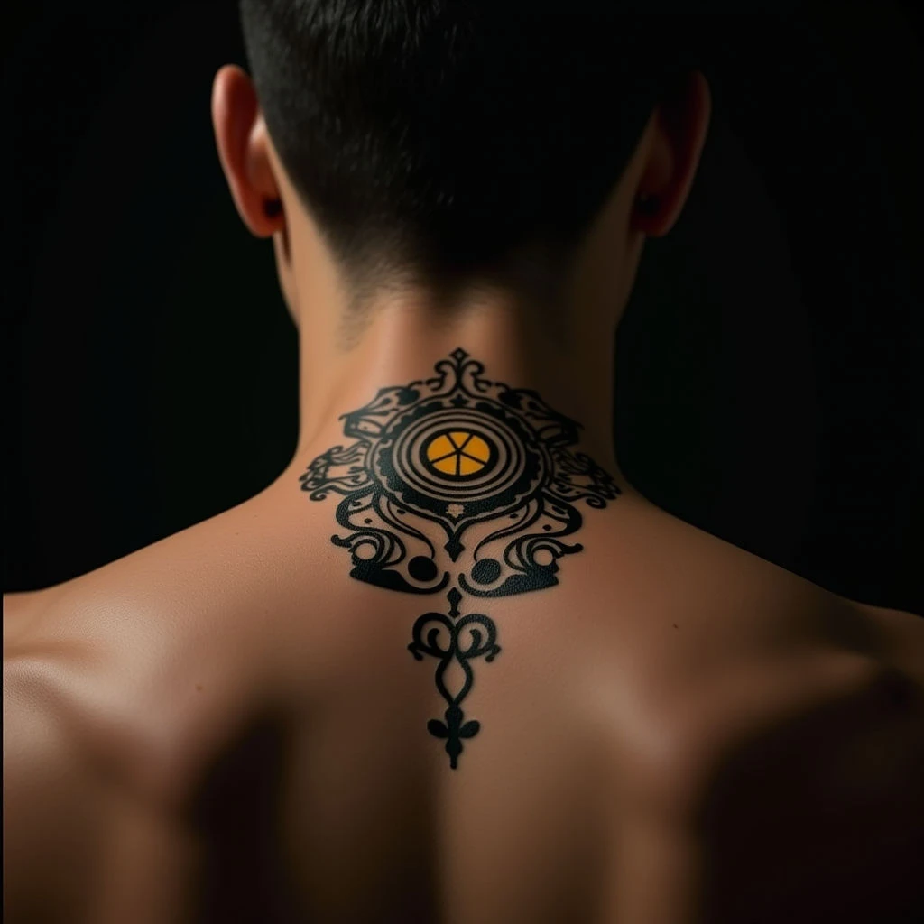 Hand Tattoo Symbols & Meanings: A Blackwork Neck Piece