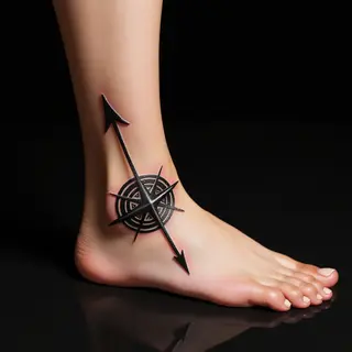 Oriental Arrow Compass Foot Tattoo: Navigating Life's Path with Meaning