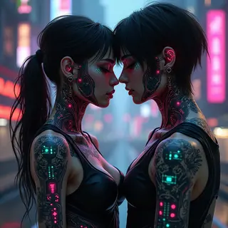 Cute Matching Tattoo Ideas for Couples: A Cyberpunk Fusion