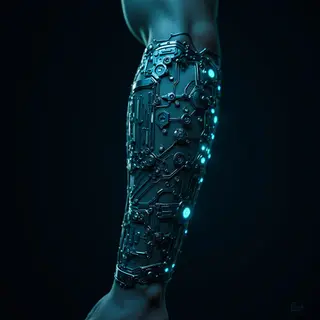 Cybernetic Arm Circuit Tattoo: A Neon Tech Masterpiece