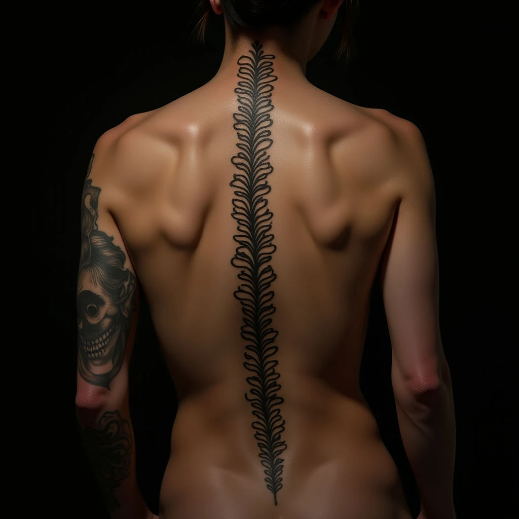 Edgar Allan Poe Calligraphy Spine Tattoo Design