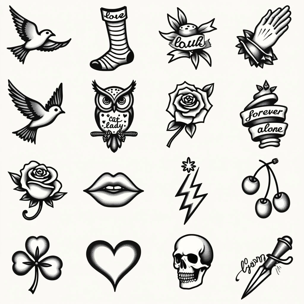 Vintage Tattoo Flash Sheet Inspiration
