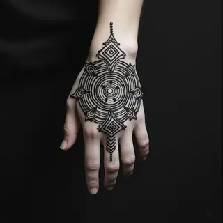 Abstract Geometric Hand Tattoo Design