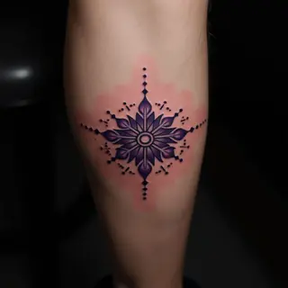 Purple Dotwork Calf Cover-Up Tattoos for Men