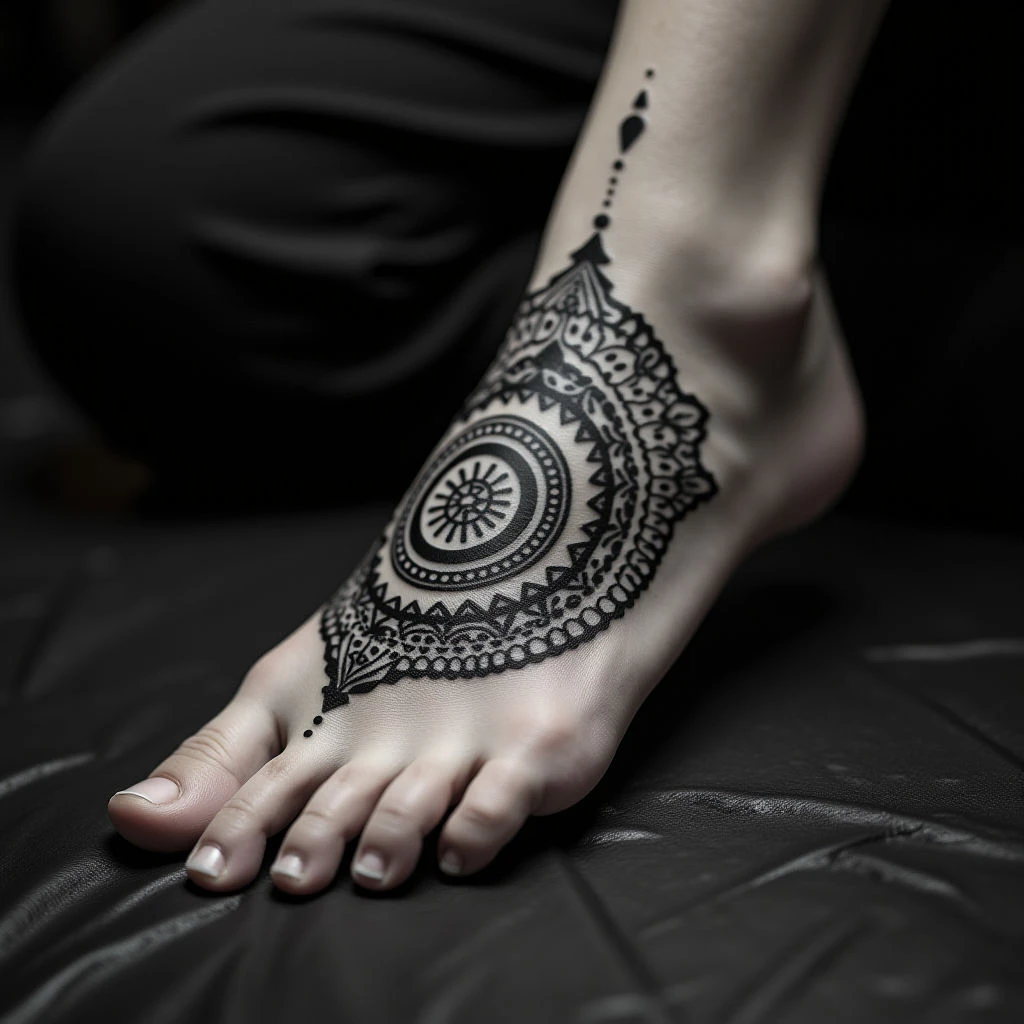 Tiny Dotwork Foot Tattoo: A Cultural Symbol of Strength