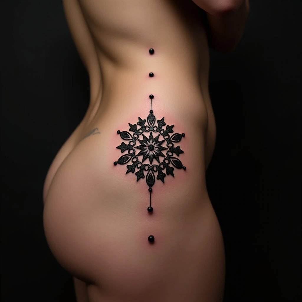 Beige Dotwork Mandala Rib Tattoo: Meaning & Delicate Design Ideas