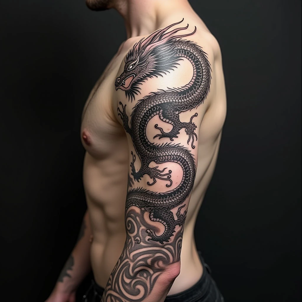 Majestic Japanese Dragon Tattoo Design