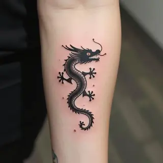 Miniature Ink Wash Dragon Tattoo: A Symbol of Strength and Serenity